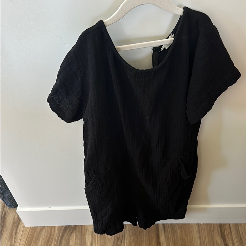 Black Women's short jumpsuit 100% cotton